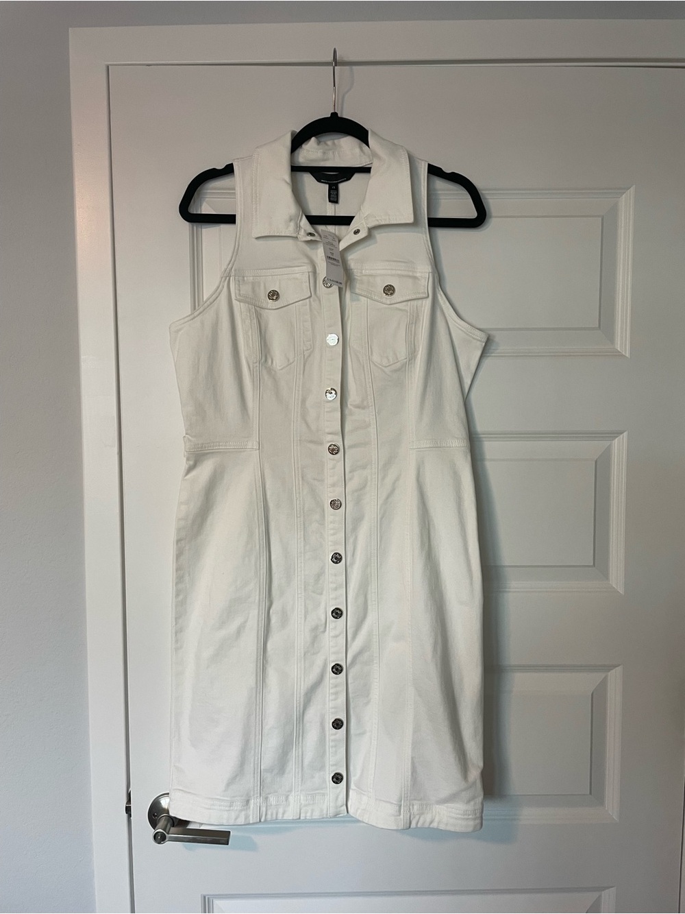 NWT Sleeveless White Denim Dress